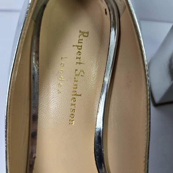 Rupert Sanderson London Naxos Mirror Pump Women's Leather Silver Shoes Size 40/9 - Picture 12 of 16